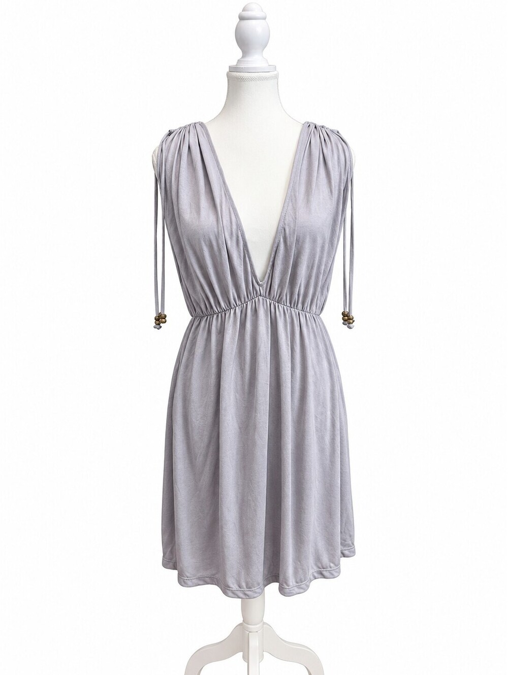 Vintage L*SPACE Monica Wise Gray Plunge Cover Up Dress NWT Size L